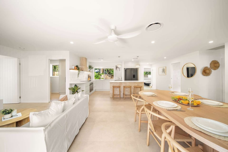 Kitchen flows seamlessly into the main living areas