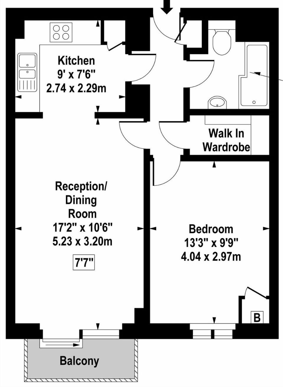 Apartment, 1 Double Bed with Sofa bed, Patio, City View (Gresse St 25, 61) | Floor plan