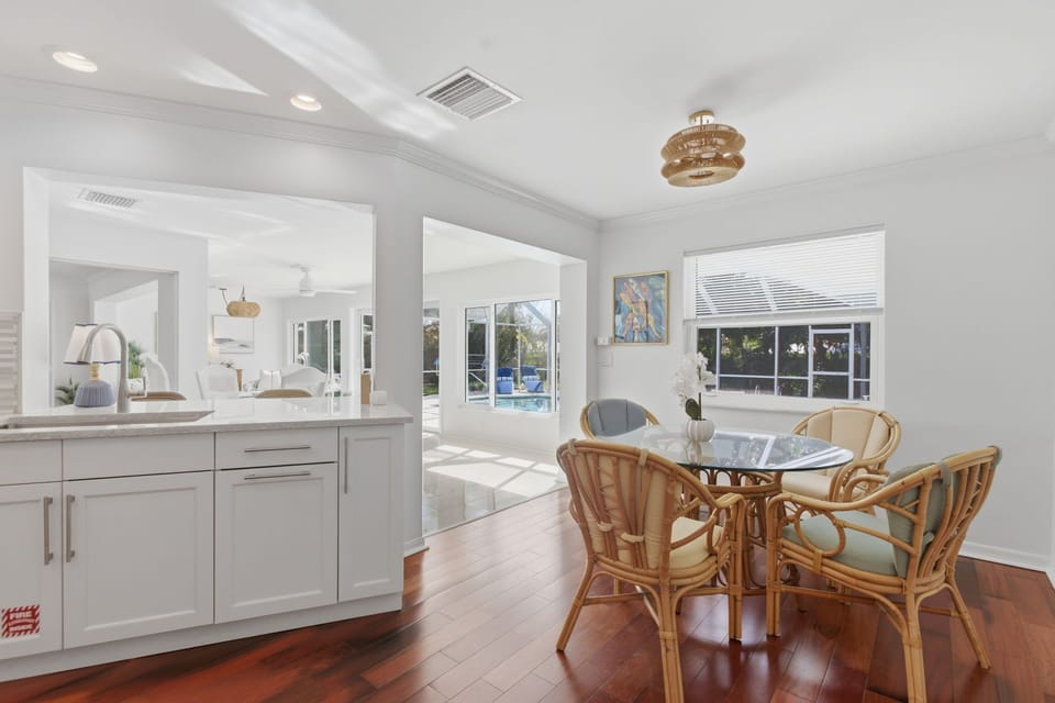 Dining table in kitchen seats four