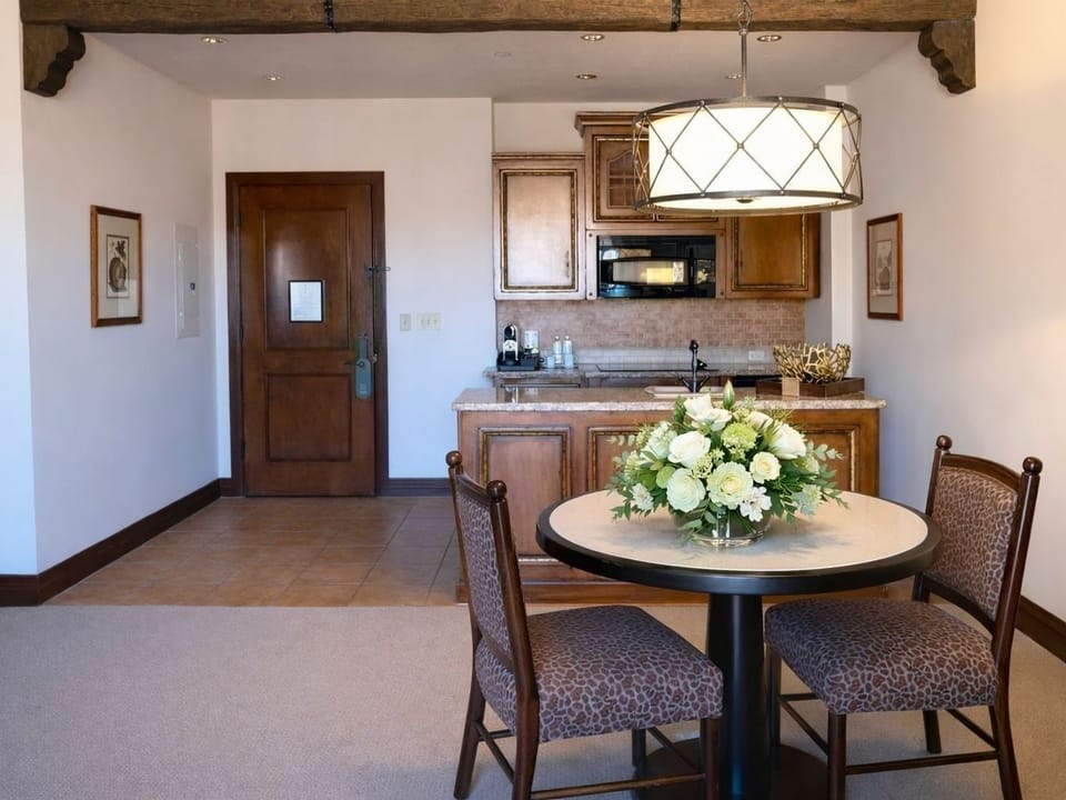 Enjoy easy meals with a convenient kitchenette and cozy table.