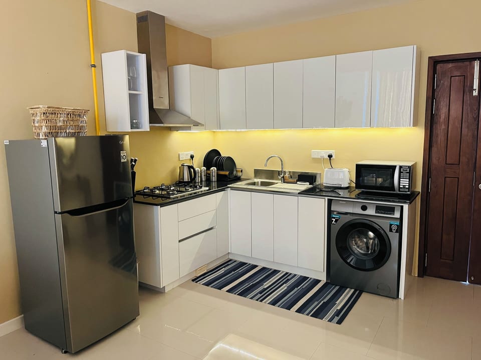 Shared fridge, microwave, toaster