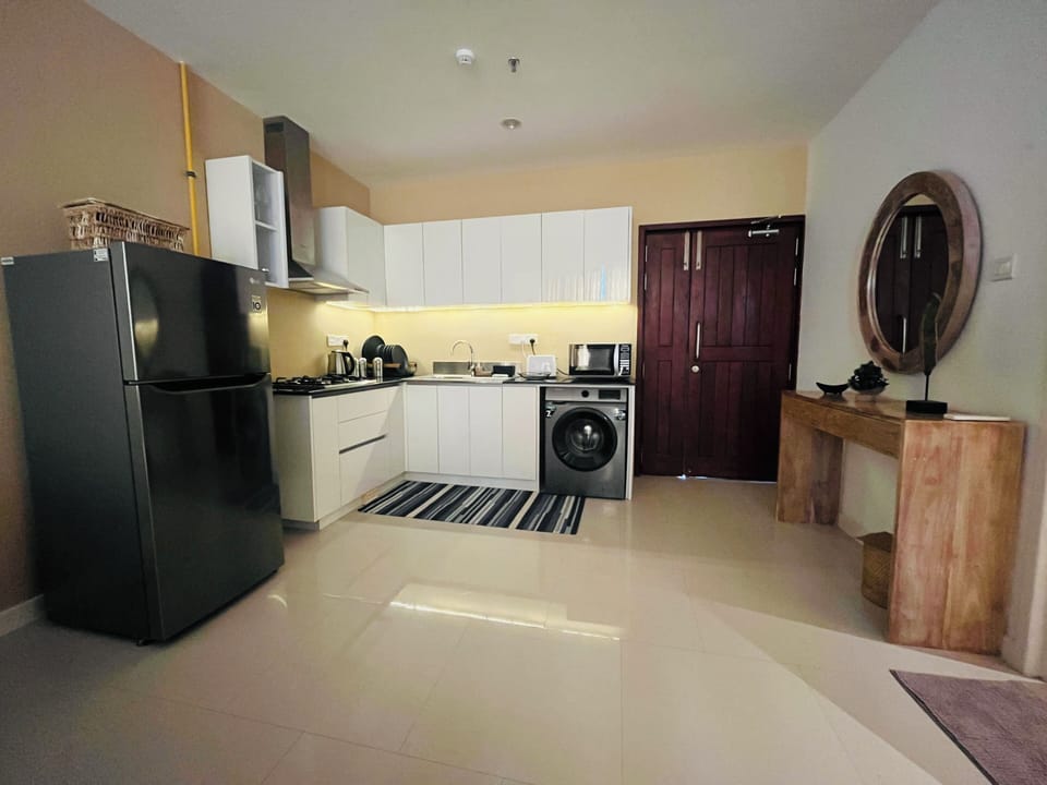 Shared fridge, microwave, toaster