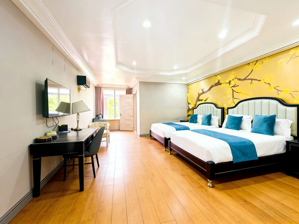 Superior Double or Twin Room, 2 Double Beds, Private Bathroom, Courtyard View | Desk, laptop workspace, soundproofing, iron/ironing board
