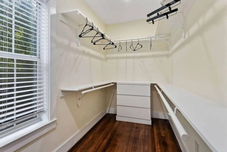 A spacious walk-in closet so the whole family can unpack and stay organized for the trip.