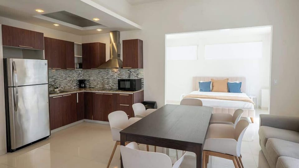 A comfortable space where dining and conversation come together.