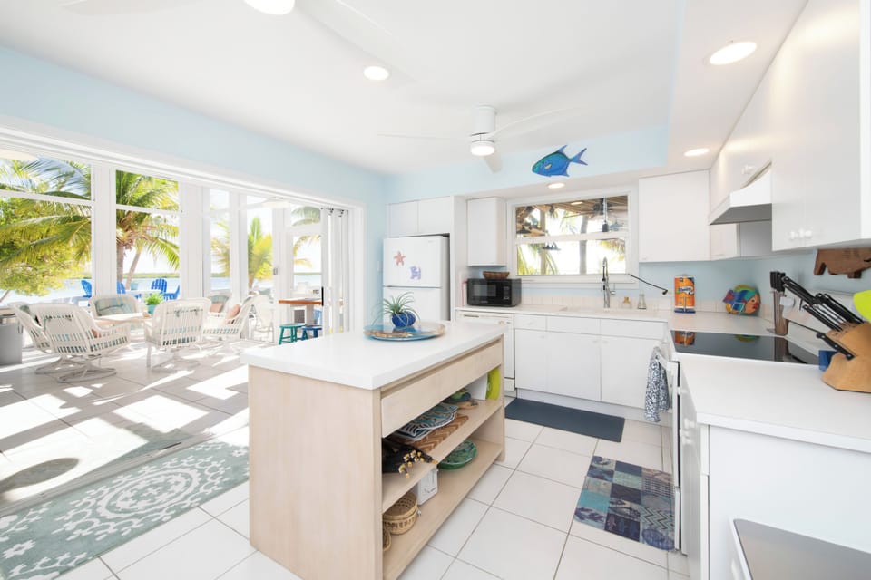 The kitchen comes stocked with all cookware, dishware, glassware, and cutlery you need for homecooked meals. 