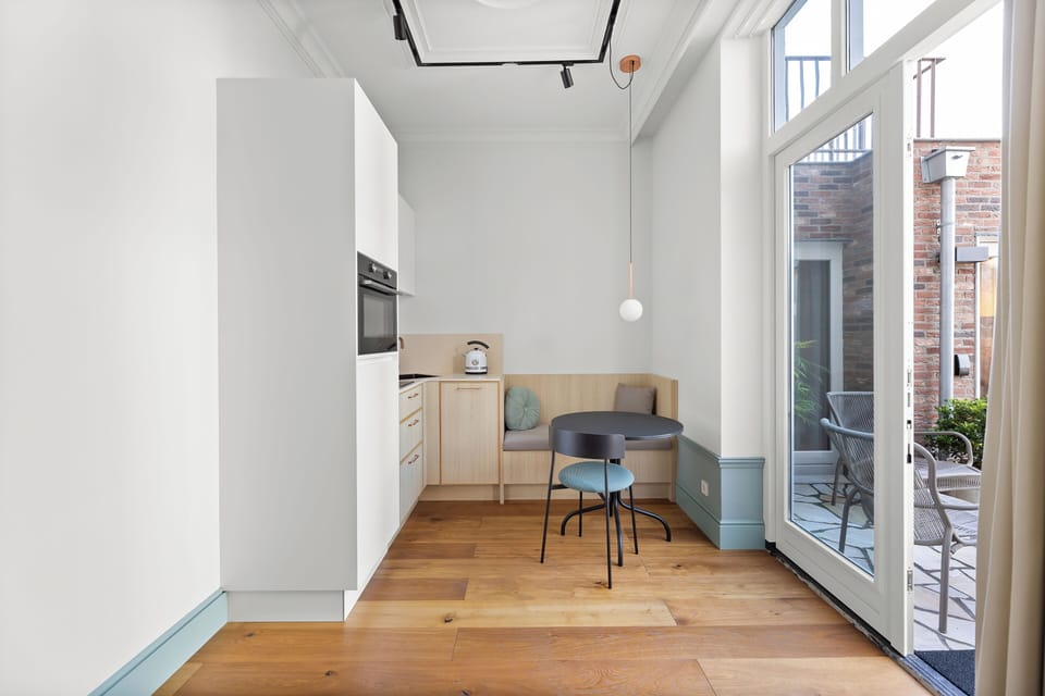 Comfort Studio, Courtyard View | Private kitchen | Espresso maker, electric kettle
