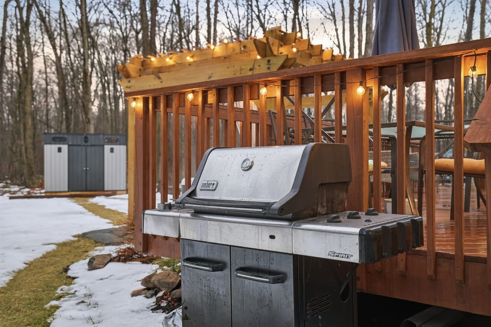 Weber grill in the backyard