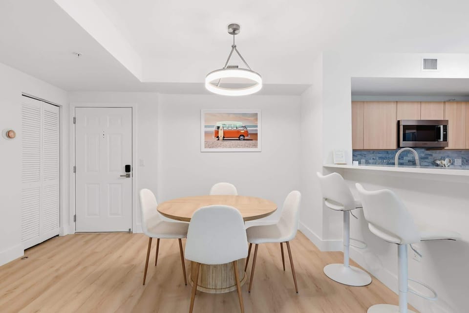 Comfortable dining space for meals or remote work