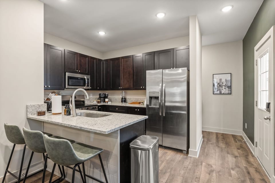 Whip up something delicious, then kick back in the living room.