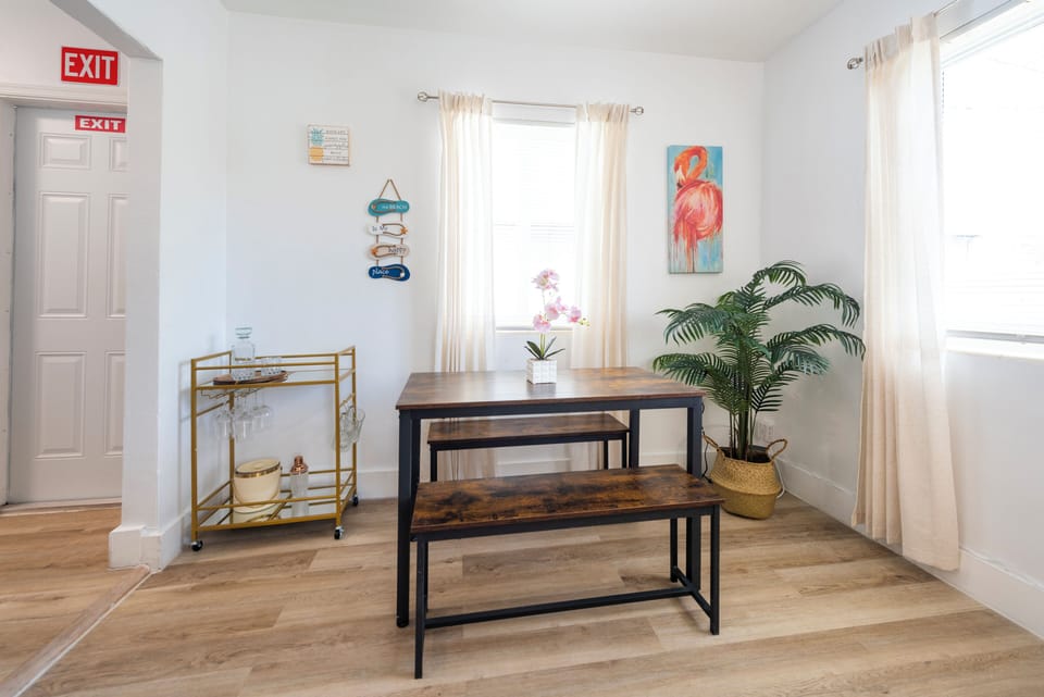 comfortable dining area and a cart bar