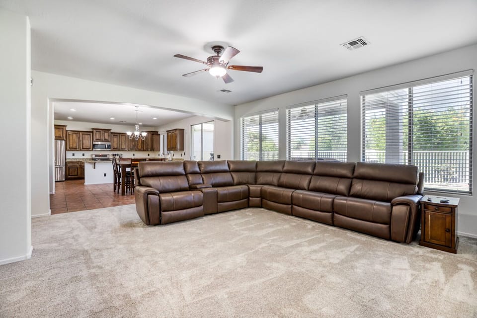 Large section with multiple recliners and USB/USB-C charging
