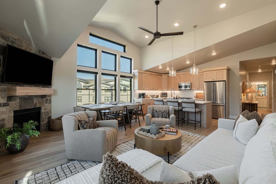 Open and bright with a vaulted ceiling