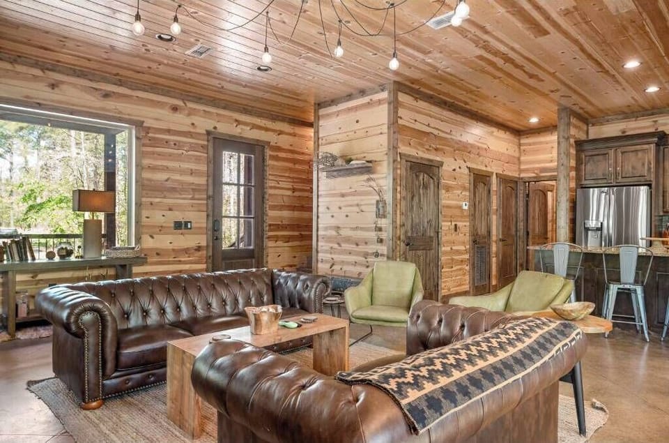Rustic wood cabin with modern comfort and classic mountain lodge feel.