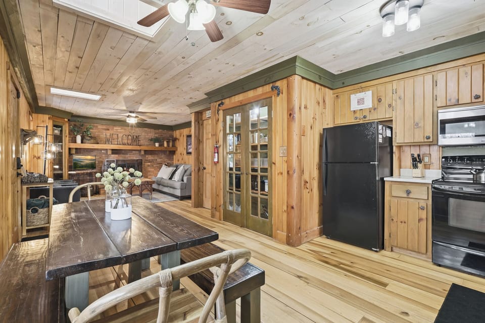 Open kitchen flows into the dining and living areas for easy gathering