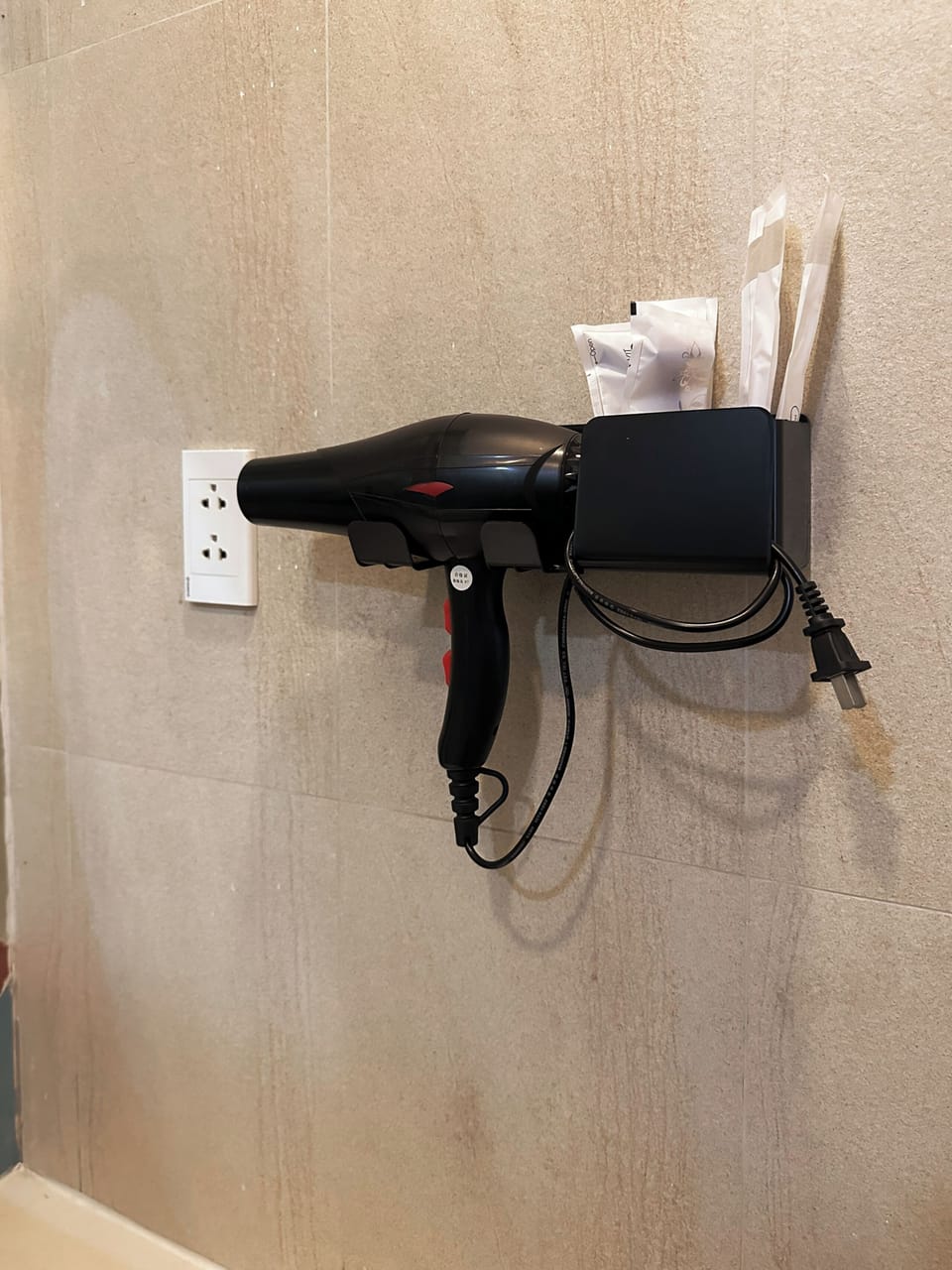 Shower, free toiletries, hair dryer, slippers