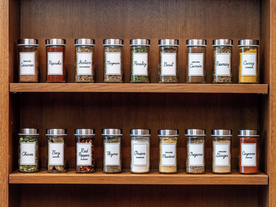 Well-stocked spice cabinet for easy, flavorful meals at home