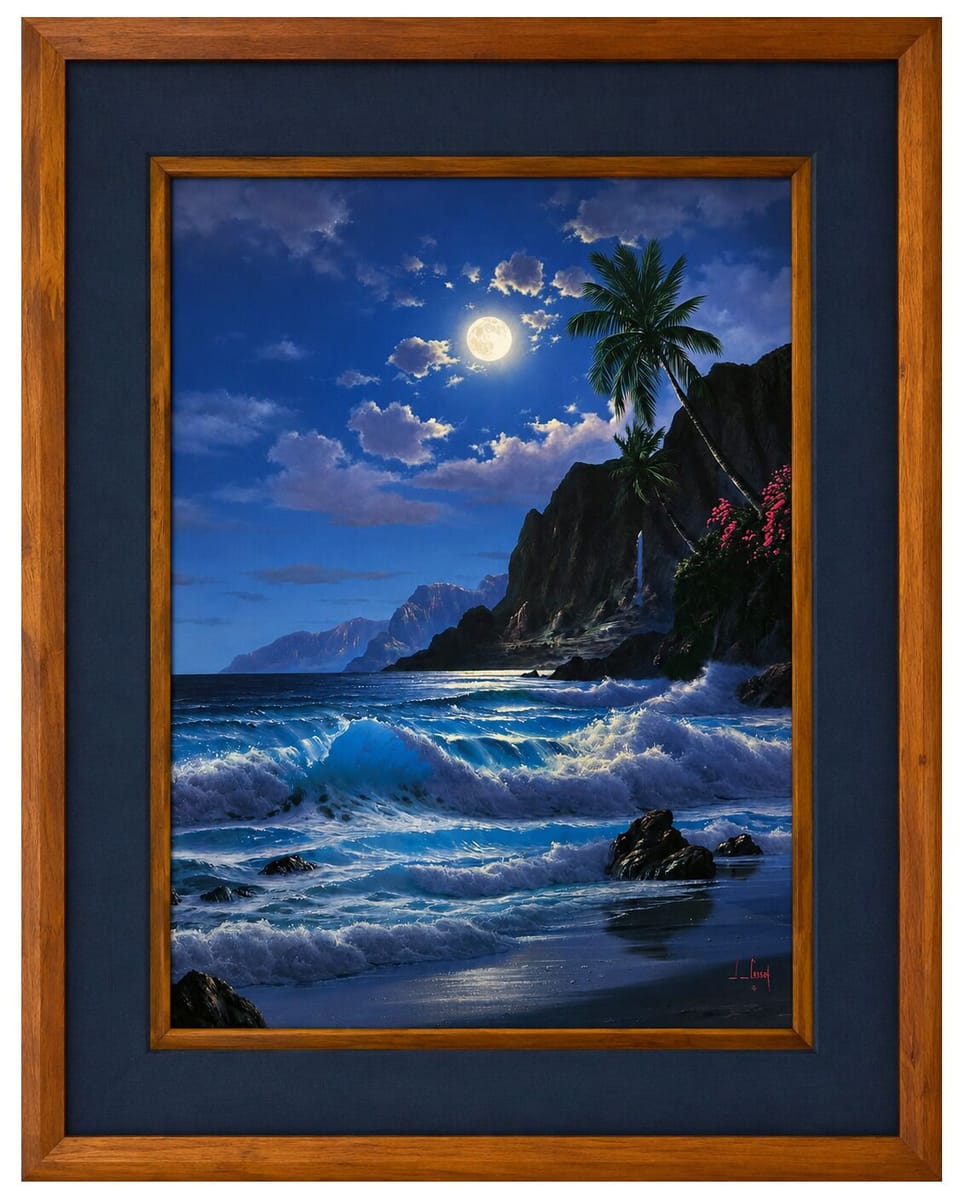 Beautifully framed coastal art pieces add a touch of island magic and sophisticated charm to the home.