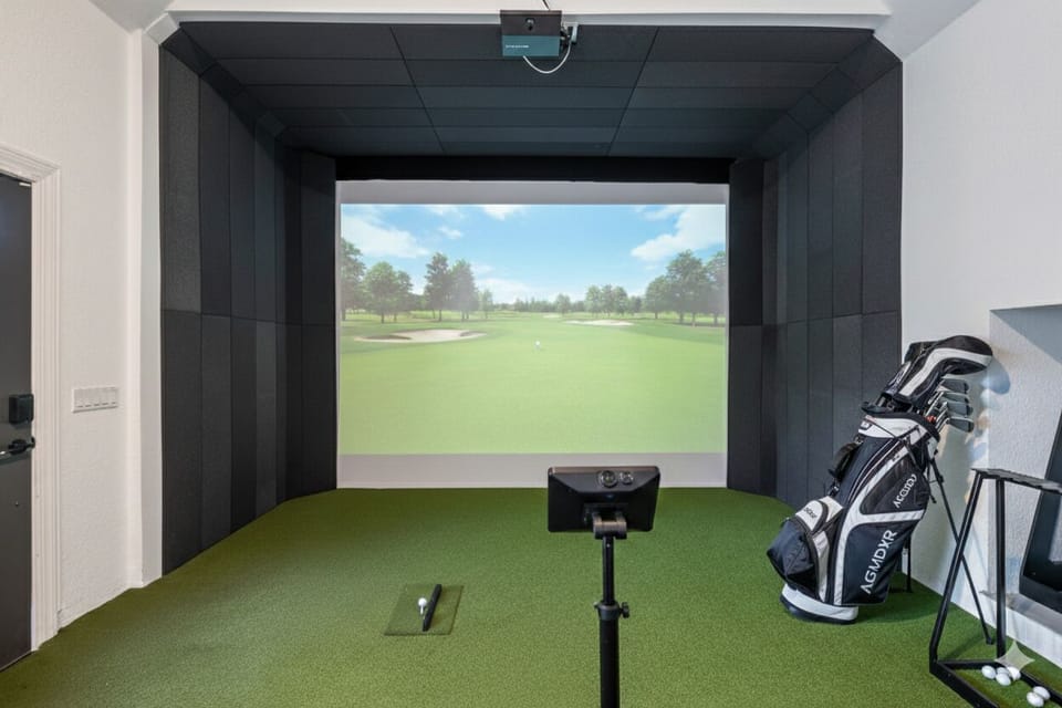 Pristine golf simulator room available for an extra cost!