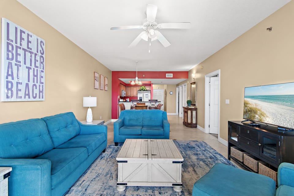 Living room to kitchen view