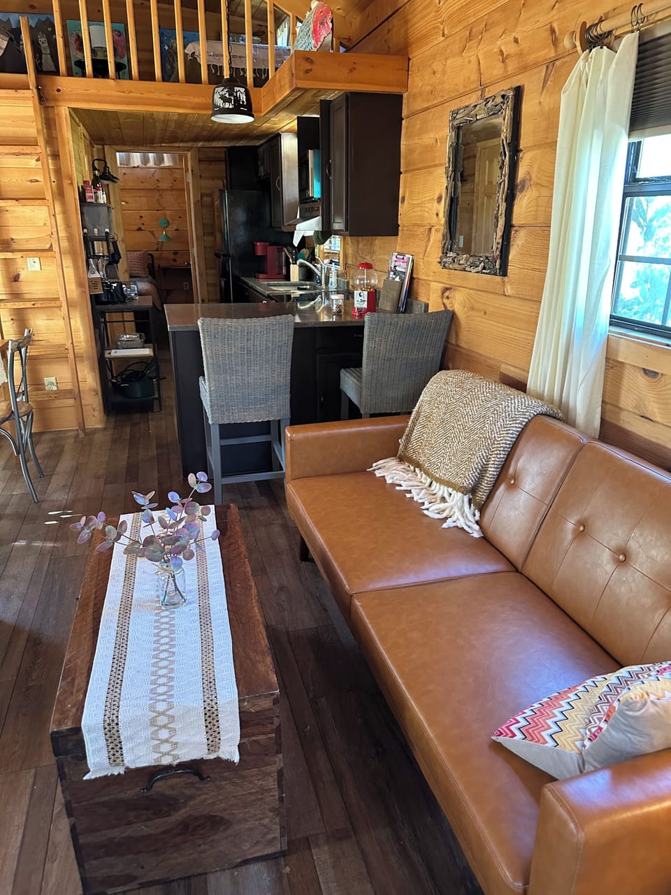 Living area with fold down couch