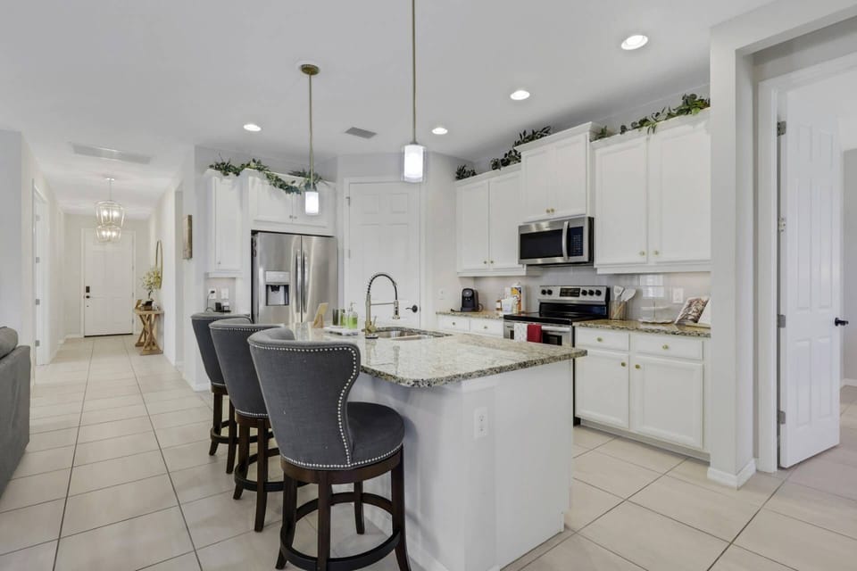 Cookware, dinnerware, kitchen tools and small appliances are provided for your use.