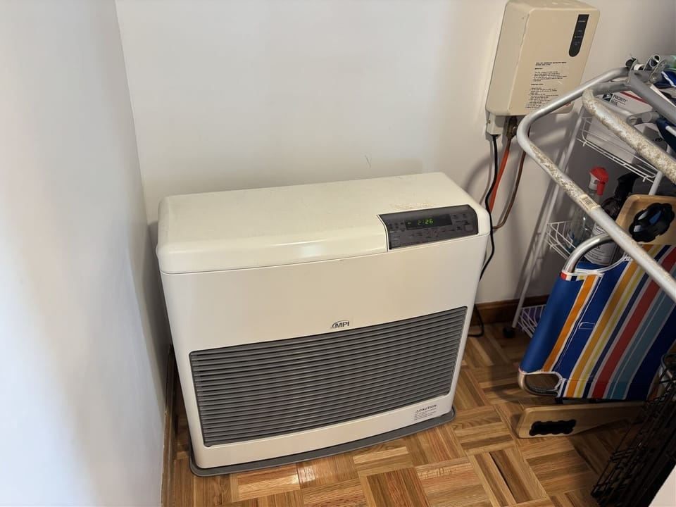 Heater and beach chairs