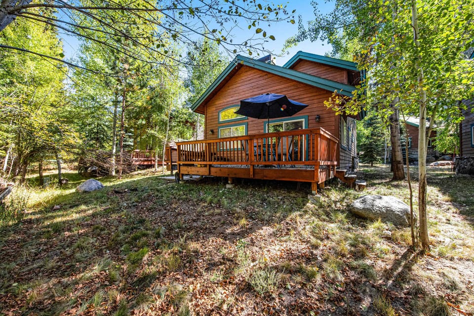 Private deck and back yard