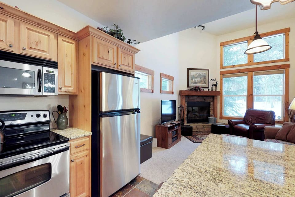 Stainless steel appliances in kitchen