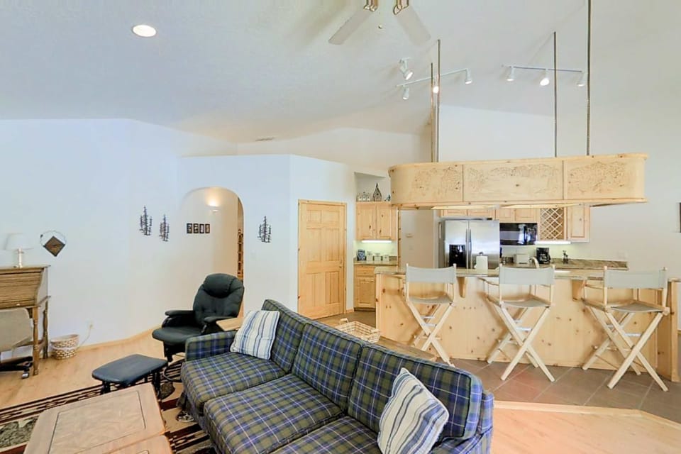Living room with kitchen beyond