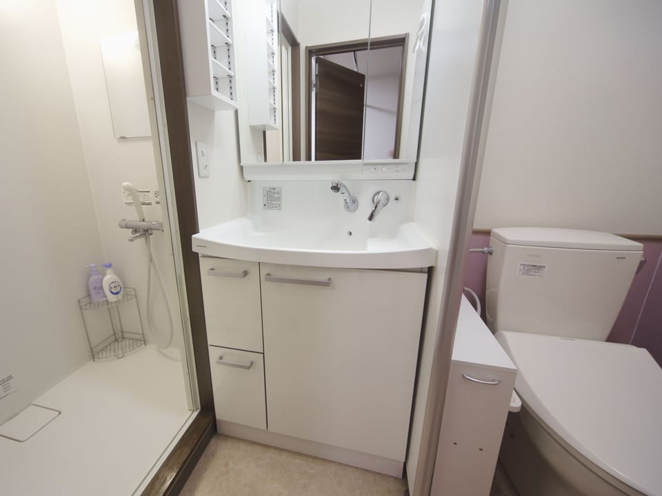 Combined shower/tub, deep soaking tub, free toiletries, hair dryer