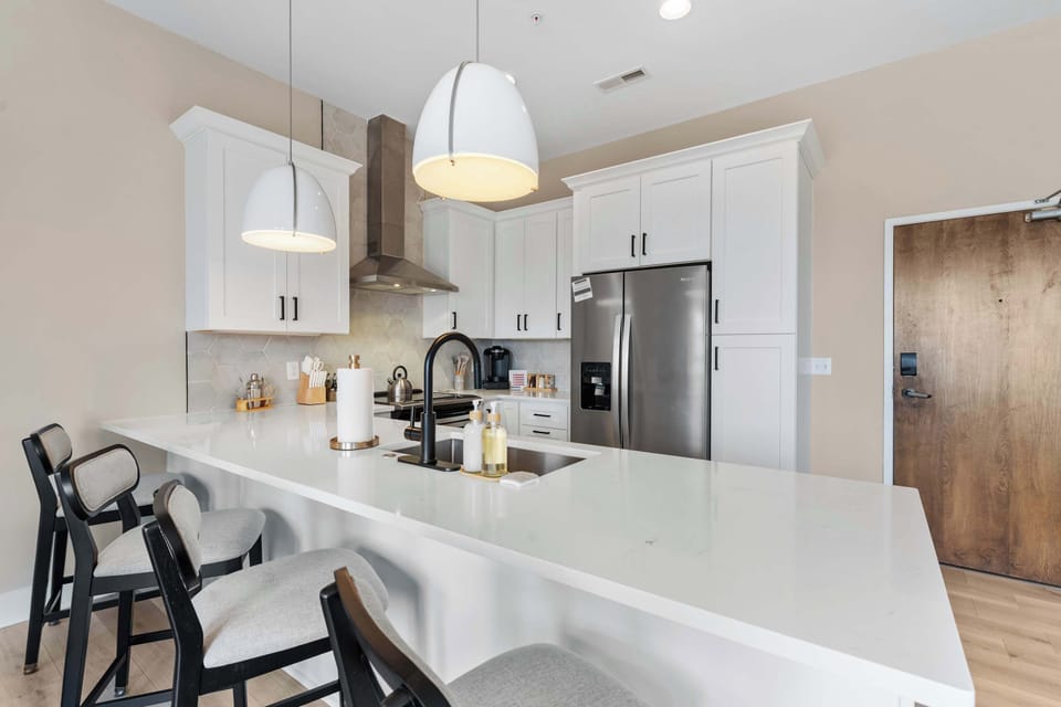 Bright kitchen stocked with cooking essentials 