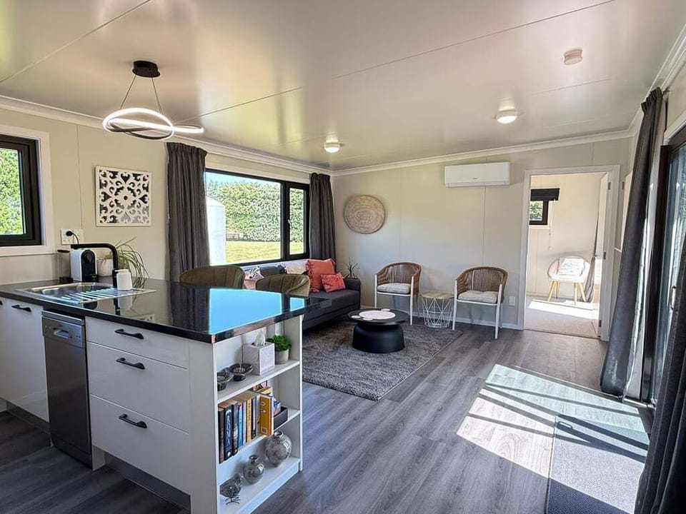 A practical kitchen space for morning coffee or evening meals