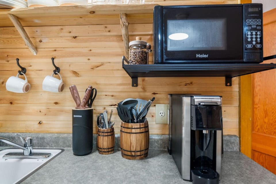 Brew, sip, and relax—your cabin coffee station is ready for every cup.