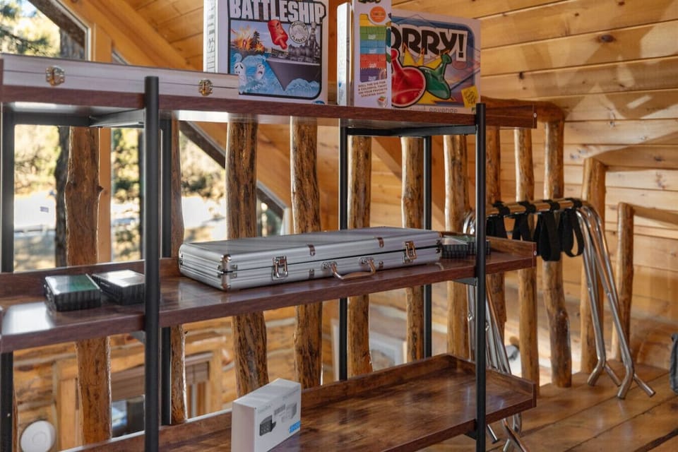 Spend quality time with loved ones over board games—Battleship, Sorry, and Jenga add the perfect cabin touch.