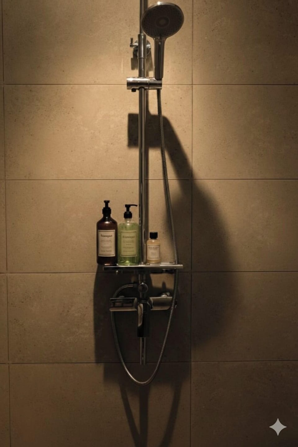 Shower, towels, soap, shampoo