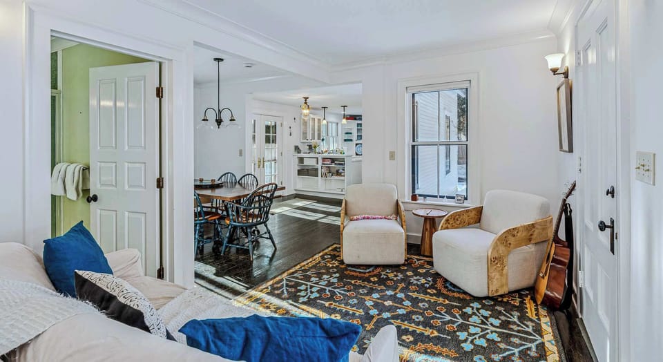 Open flow from the living room into the dining area