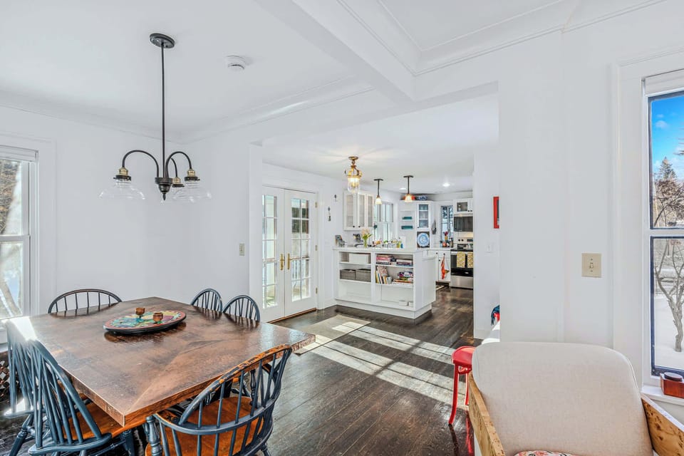Dining space opens directly to the kitchen