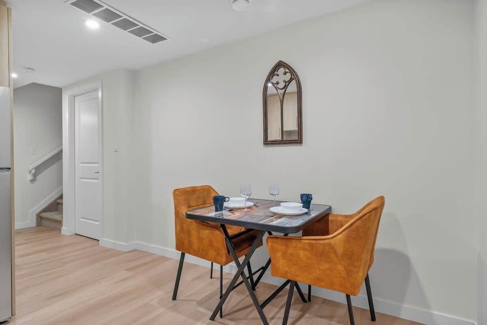 Cozy dining nook perfect for meals, work, or a quiet coffee break.