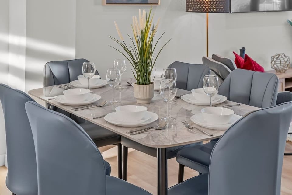 Cozy dining spot ideal for meals, work, or a quiet coffee break.