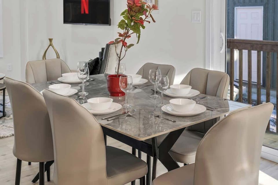 Bright dining spot ideal for meals, work, or a quiet morning coffee.