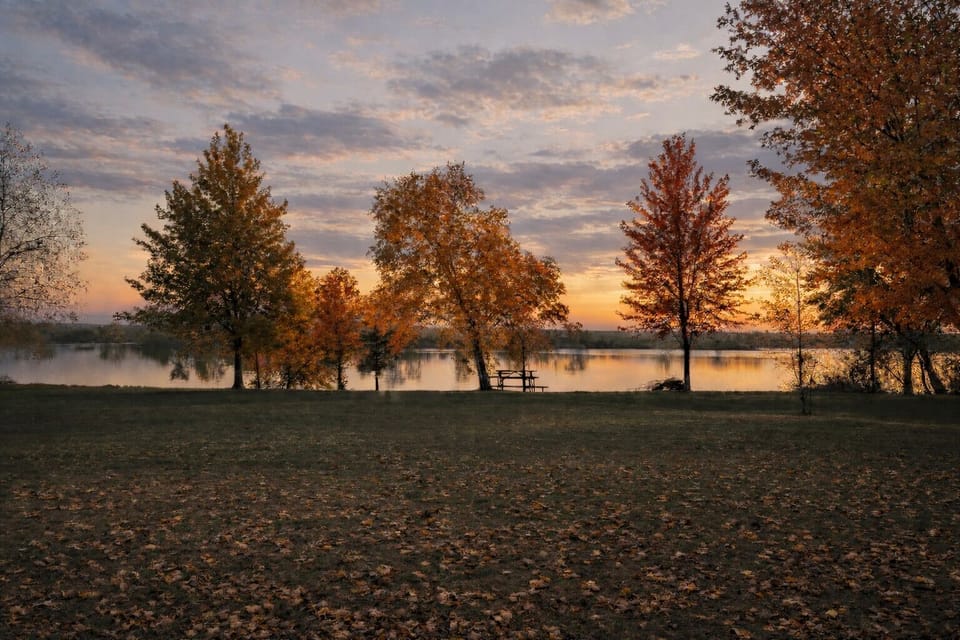 Beautiful lake view right outside the door.
