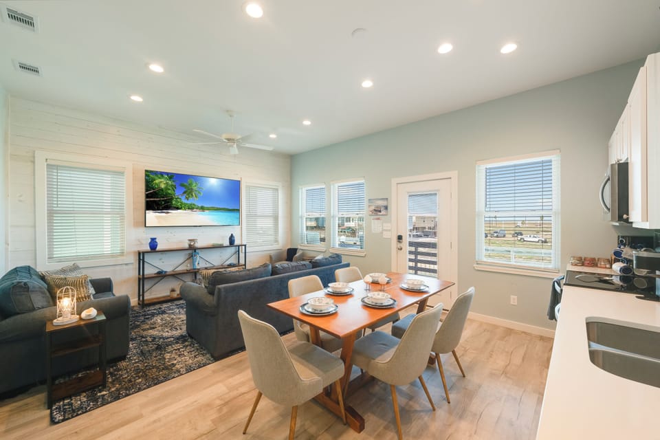 Open concept living and dining area