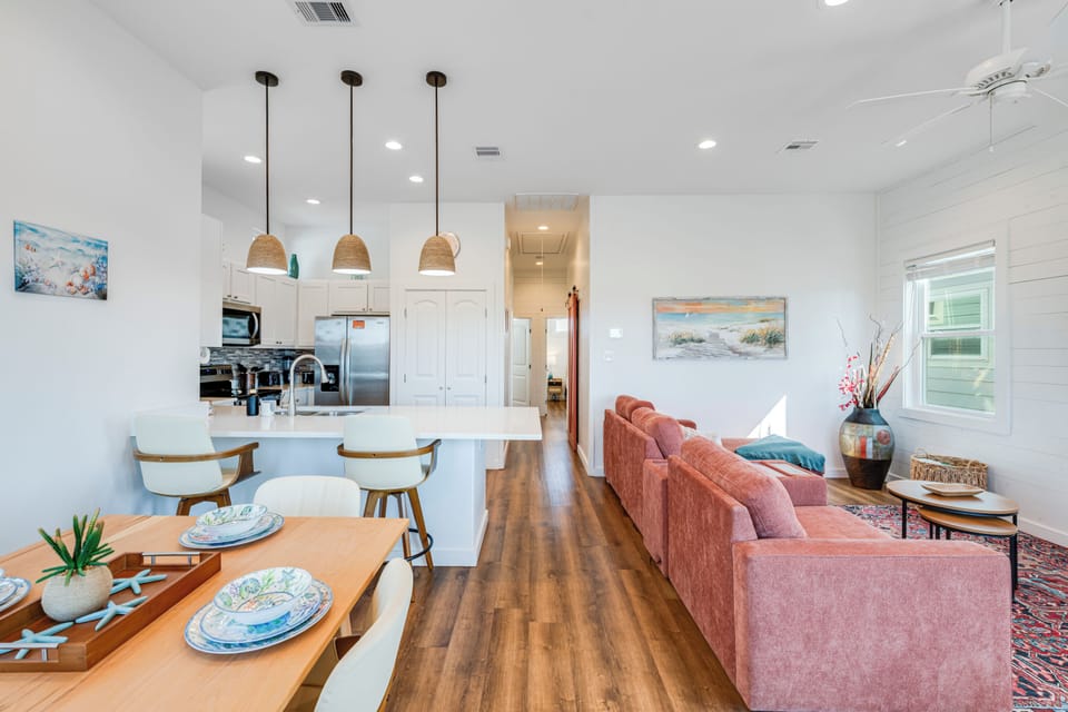 Open concept living, kitchen and dining area
