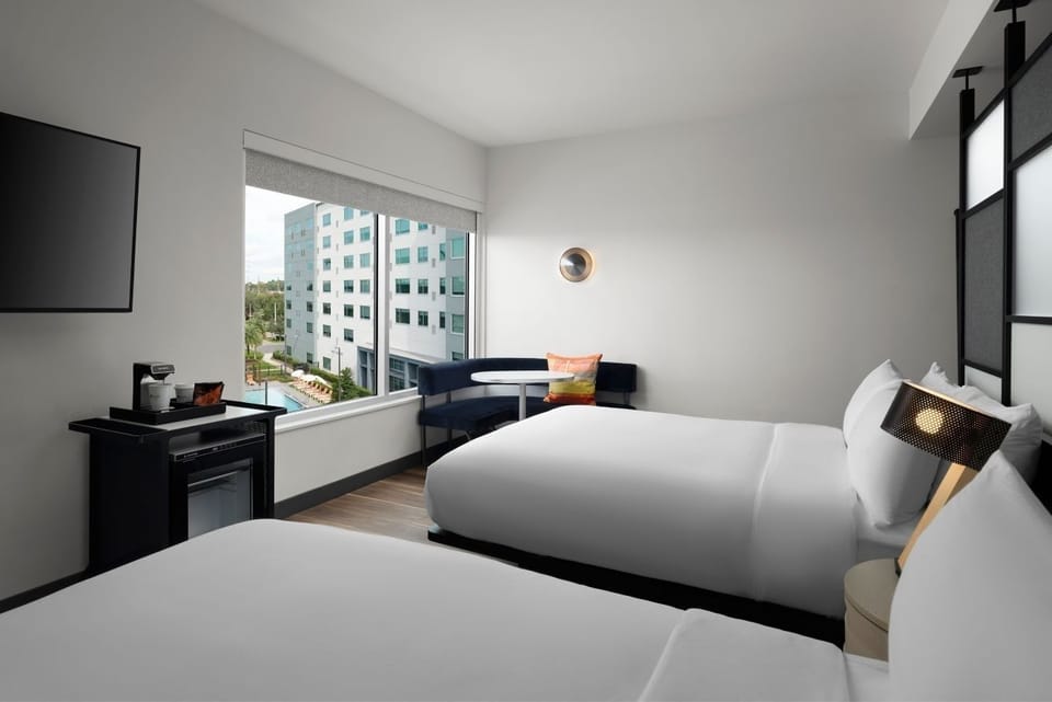 Settle in easily with two plush beds and modern comforts.