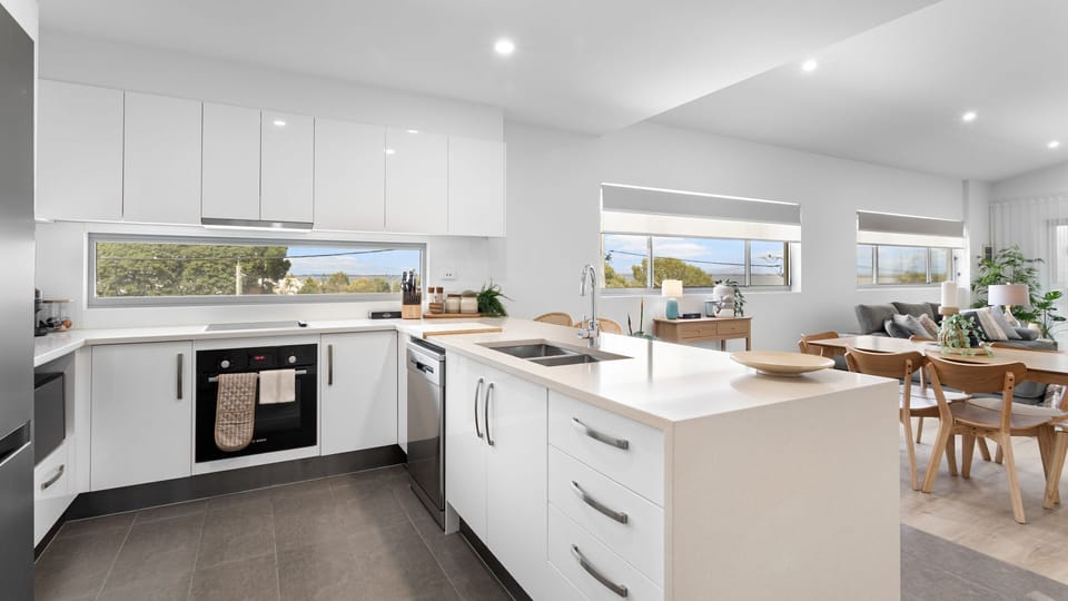 Modern kitchen perfect for preparing simple holiday meals.