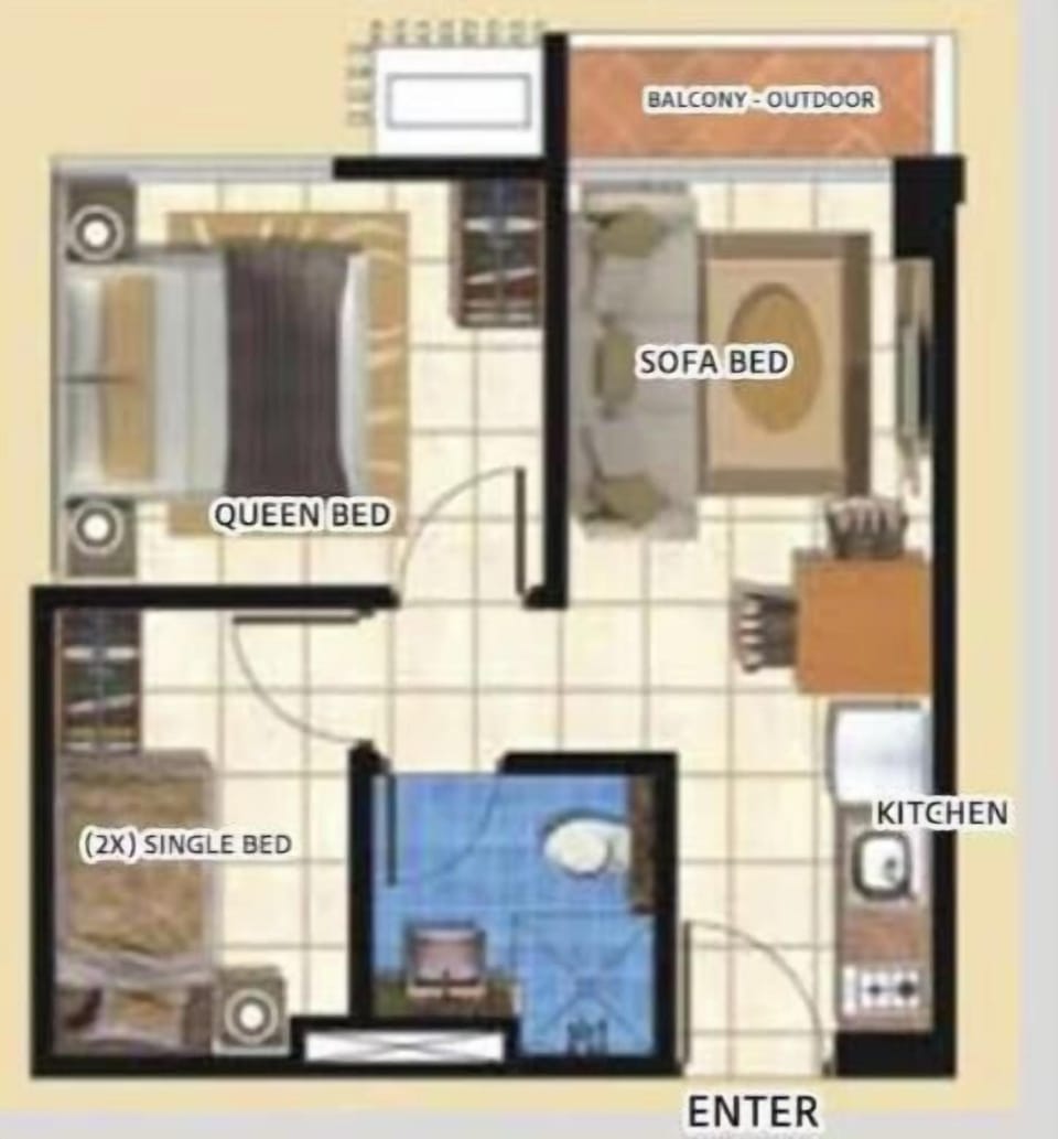 Apartment, 2 Bedrooms, City View | Floor plan
