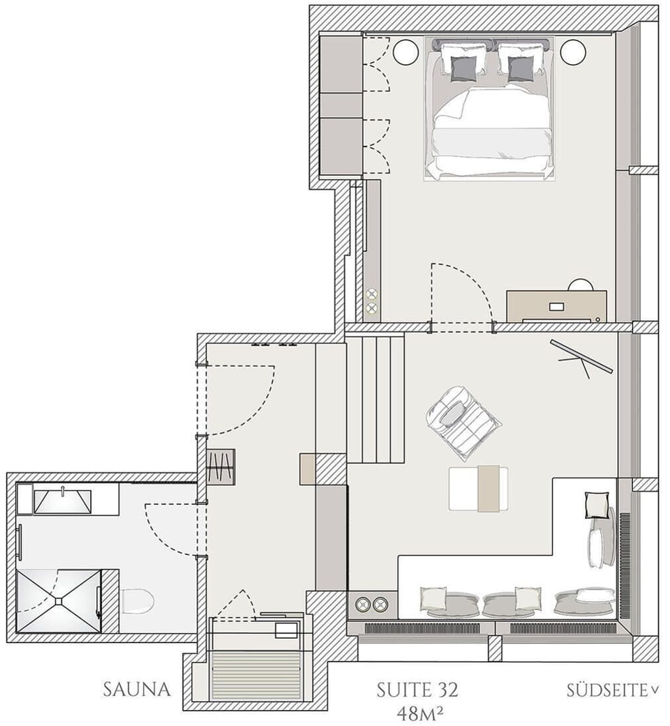 Luxury Suite, 1 King Bed with Sofa bed, Sauna, City View | Floor plan