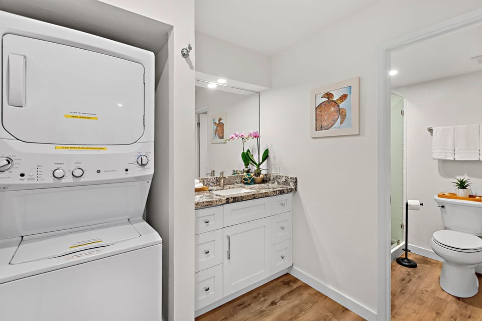 Bathroom 2 - Full Shower in 2nd Bathroom, with stackable washer dryer