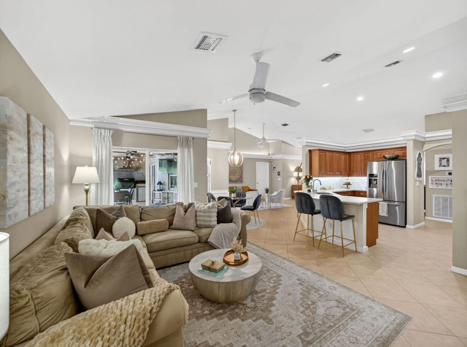 Sink into the plush sofa and enjoy sparkling convos with your besties